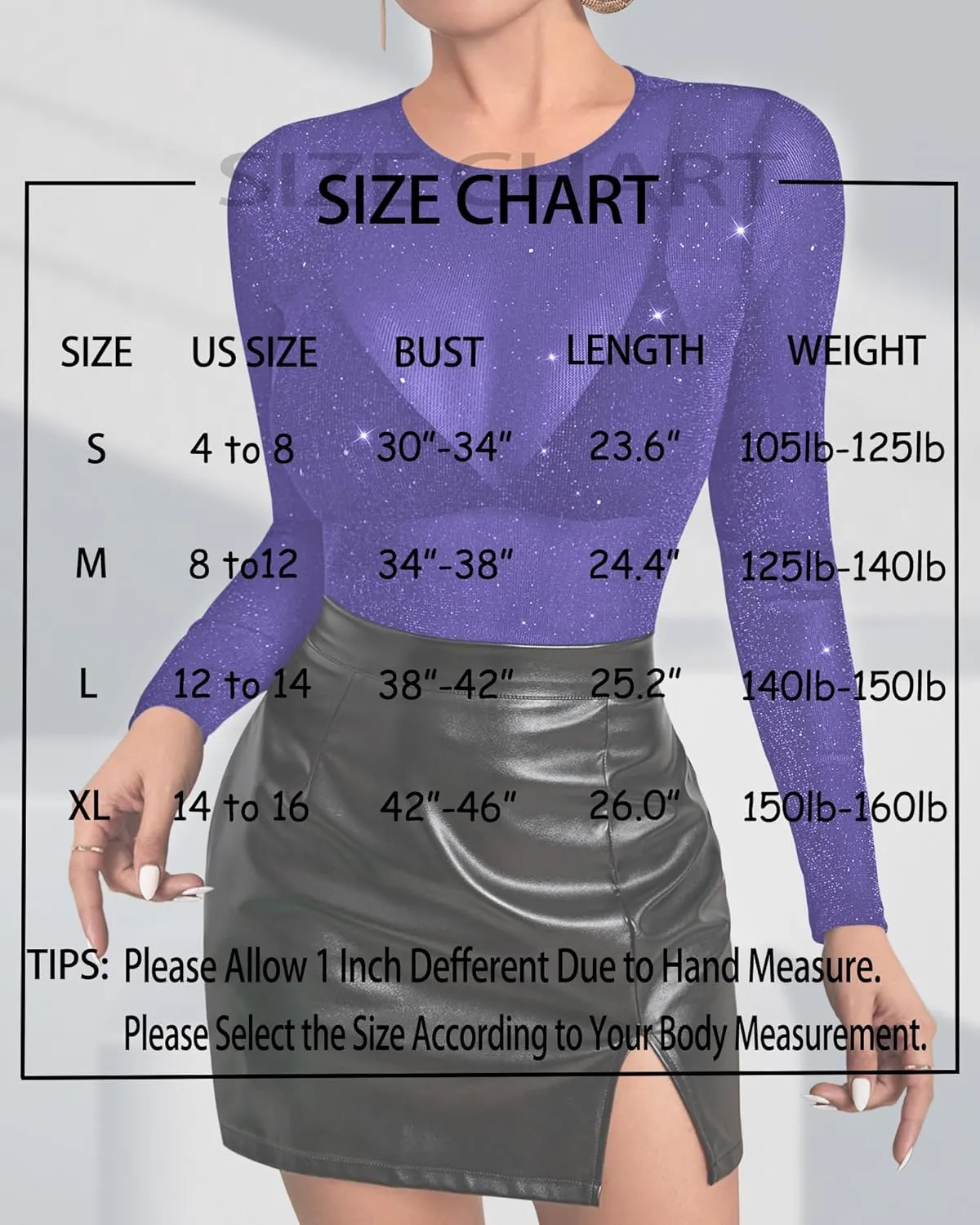 Allchic Glitter Sheer Mesh Tops for Women Long Sleeve Blouses Club T Shirts