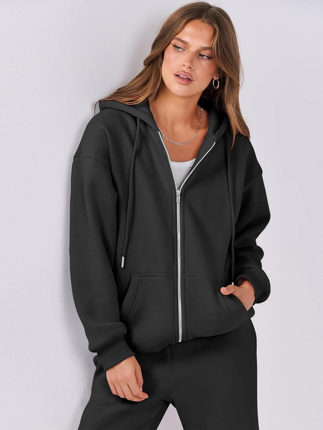 ANRABESS Womens 2 Piece Outfits Sweatsuits Oversized Zip Up Sweatshirt Jogger Sweatpants Tracksuit Sweat Lounge Matching Set