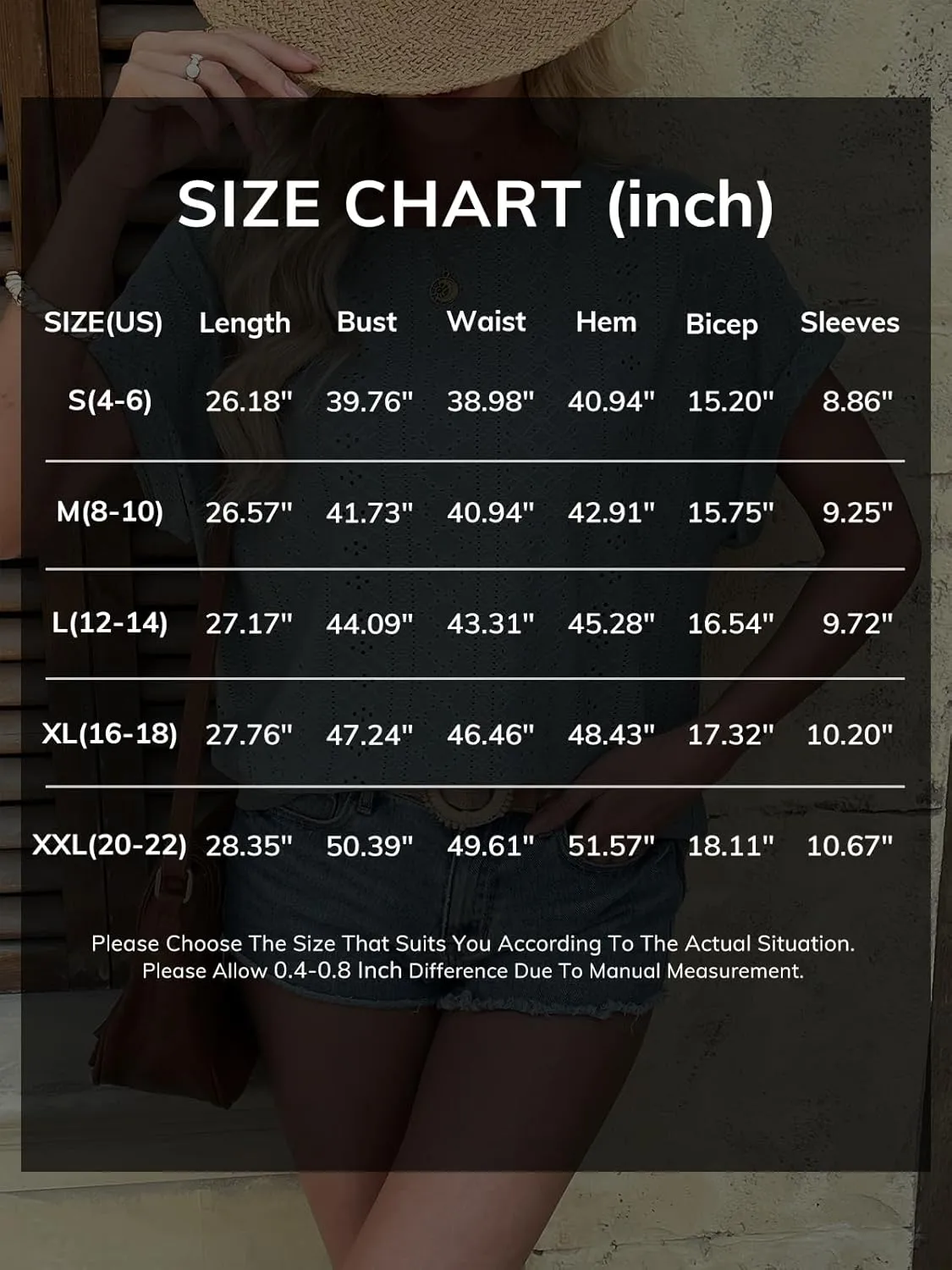 ATHMILE Womens Tops 2025 Casual Crew Neck Eyelet Embroidery Summer Blouse Cap Sleeve Loose Trendy T Shirts