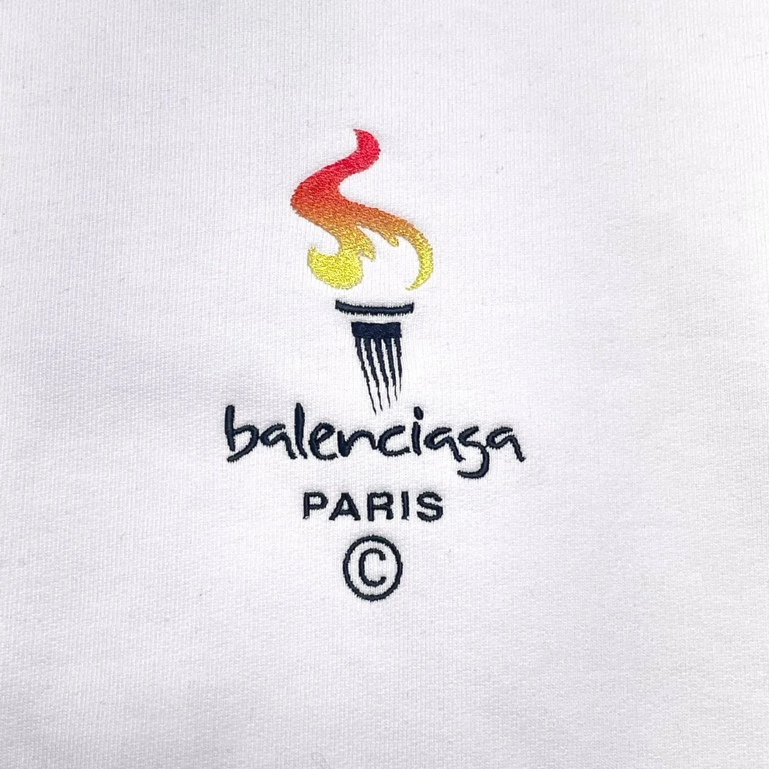 Balenciaga Paris Olympics Embroidery Oversized Hooded Sweatshirt White