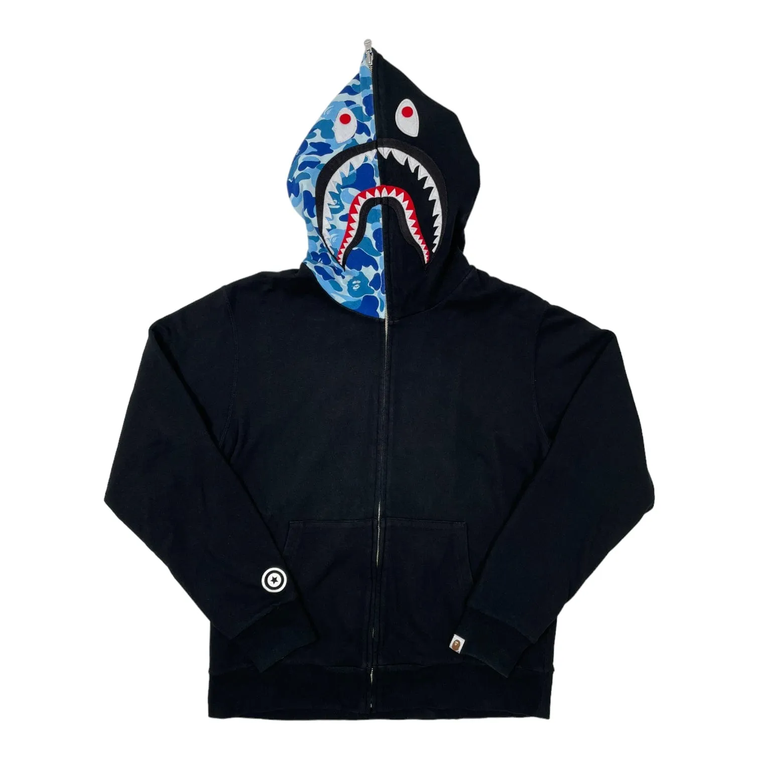 BAPE Color Camo Reversible PONR Shark Full Zip Hooded Sweatshirt Black Baby Blue Pre-Owned