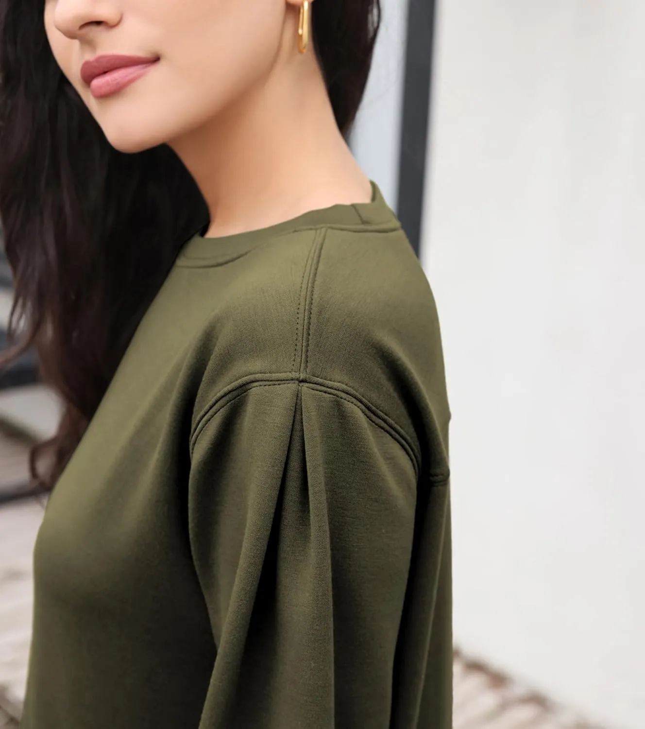 Casual Long Sleeve Sweatshirt Dress Women Air Essentials Crew Neck Dress Tunic Tops with Pockets