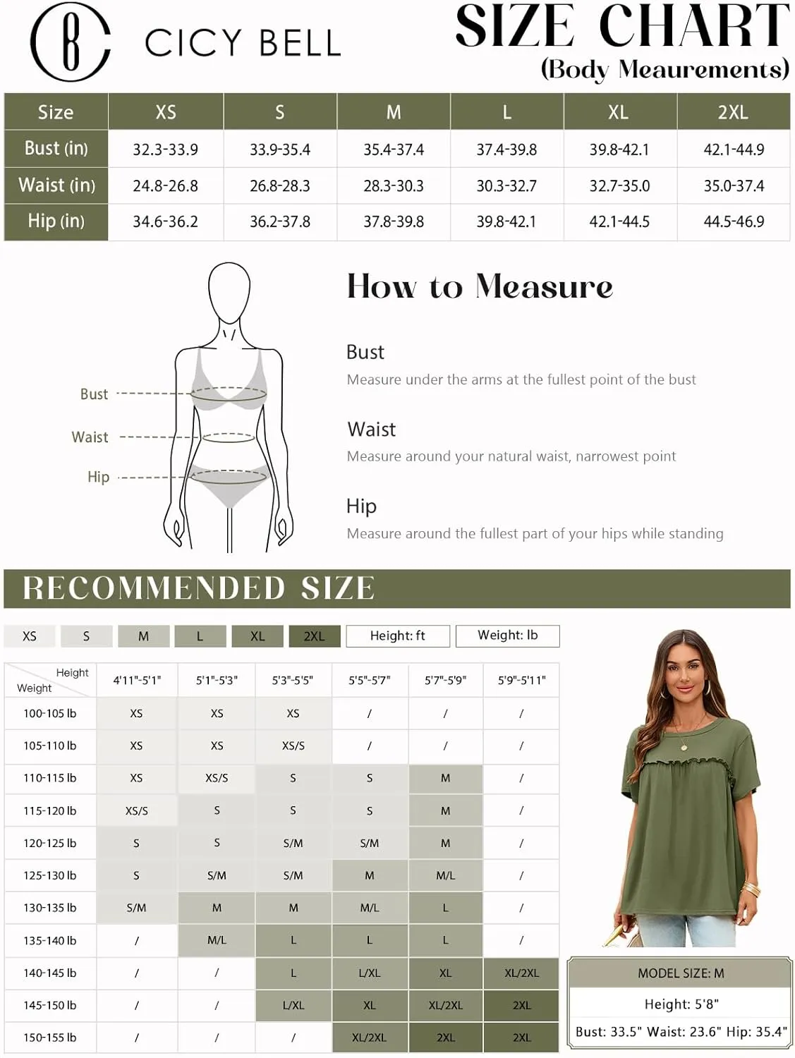 Cicy Bell Women Summer Babydoll Tops Pleated Short Sleeve Crew Neck Peplum Blouse Casual Loose Fit T Shirts