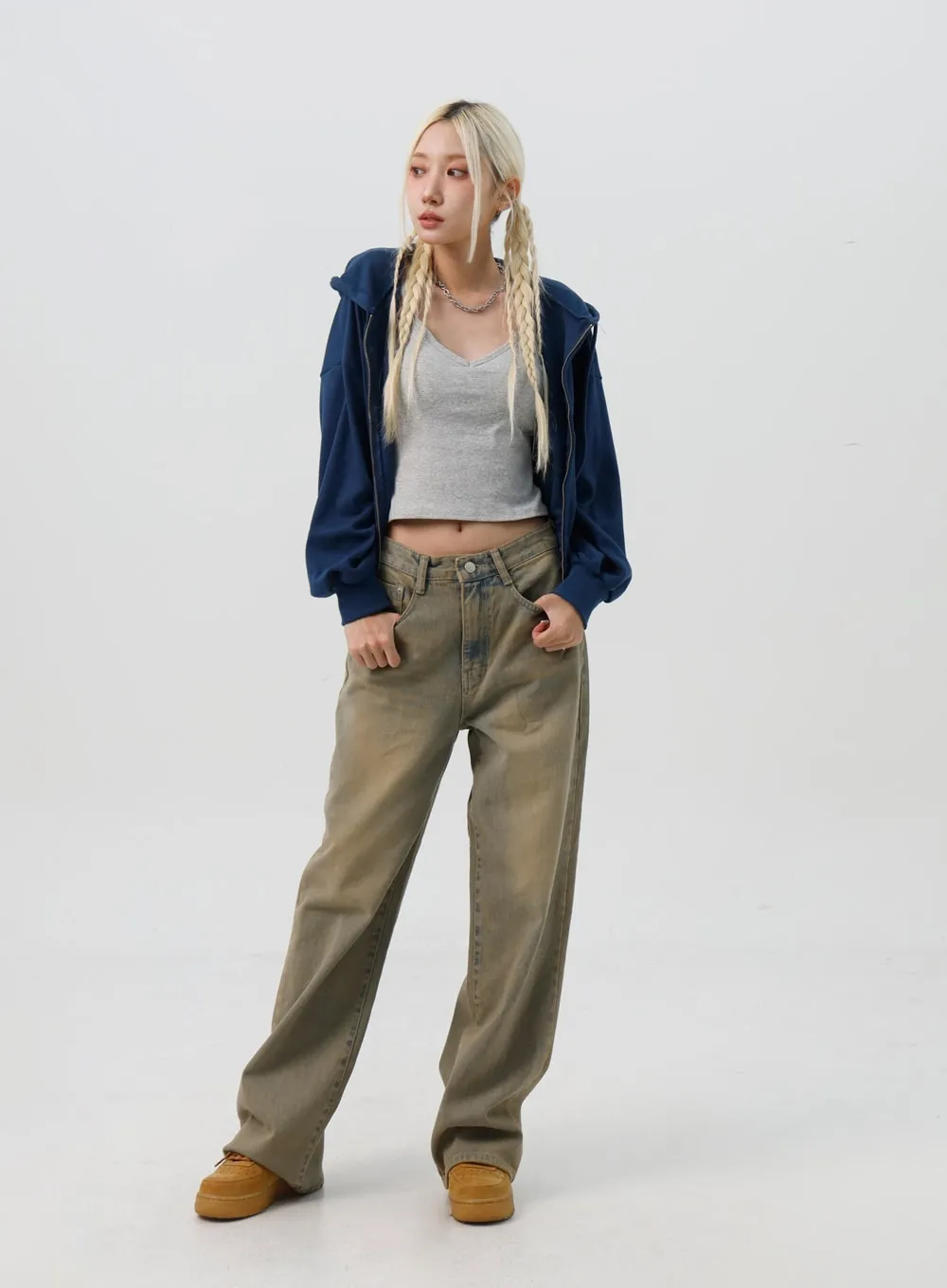 Crop Hooded Zip Up IS307