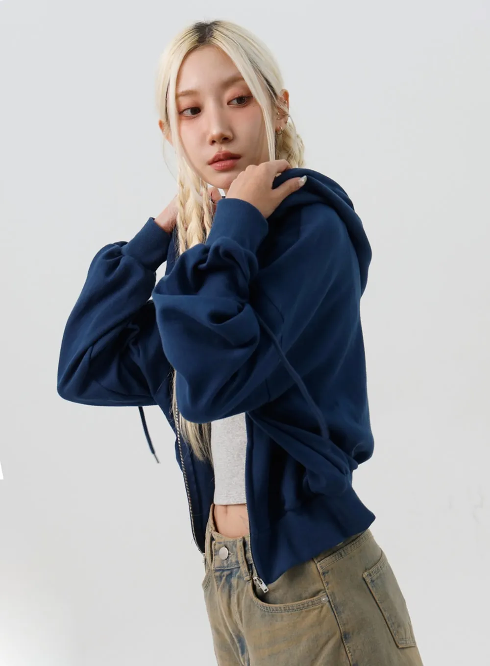 Crop Hooded Zip Up IS307