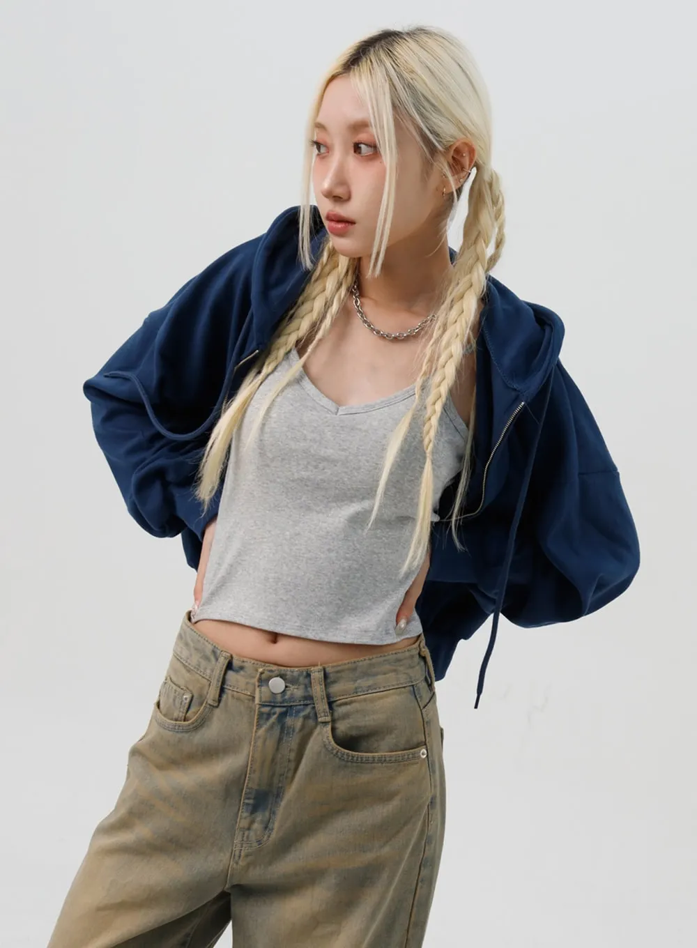 Crop Hooded Zip Up IS307