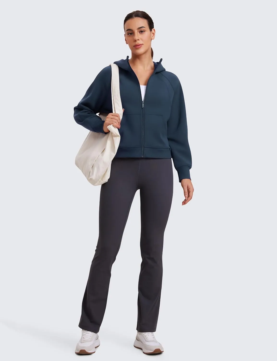 CRZ YOGA Womens SoftAura Full Zip Up Hoodie Workout Casual Hooded Sweatshirt Long Sleeve Athletic Jacket