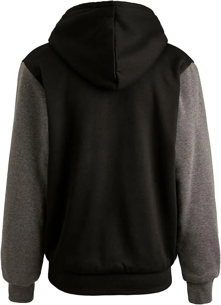 Facitisu Heavyweight Sherpa Lined Fleece Hoodie Sweatshirts for Men Winter Zip Plus Size Jacket
