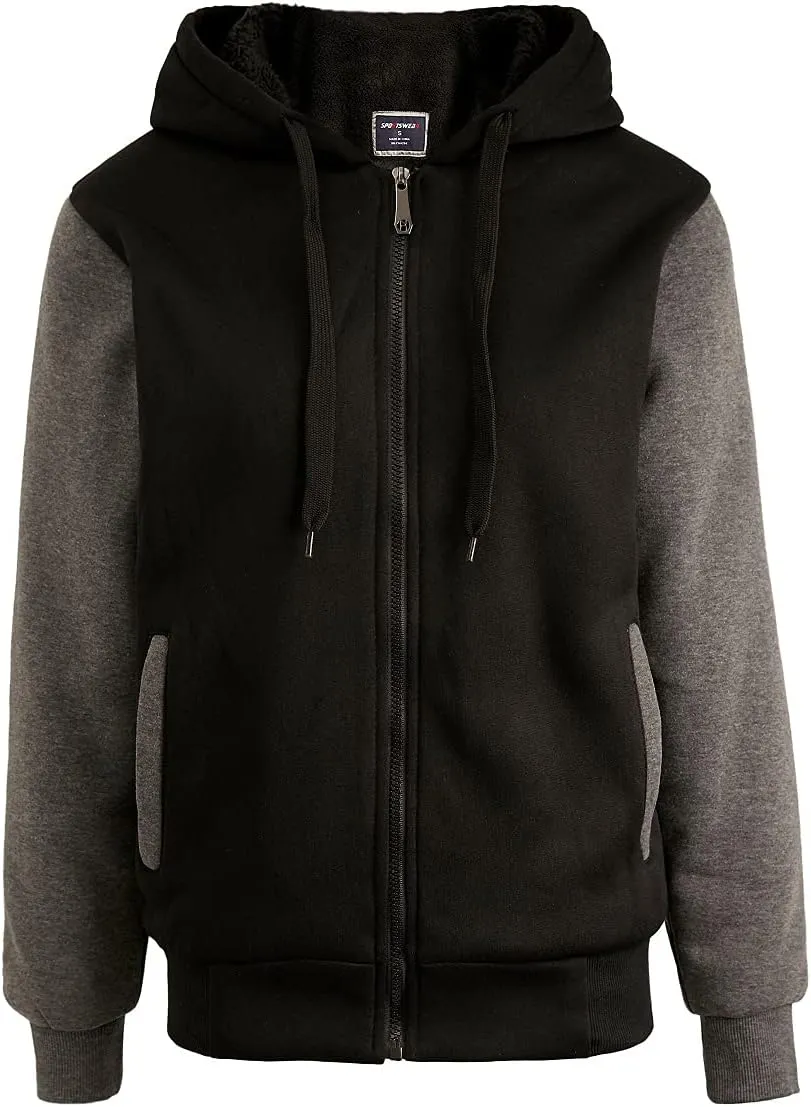 Facitisu Heavyweight Sherpa Lined Fleece Hoodie Sweatshirts for Men Winter Zip Plus Size Jacket