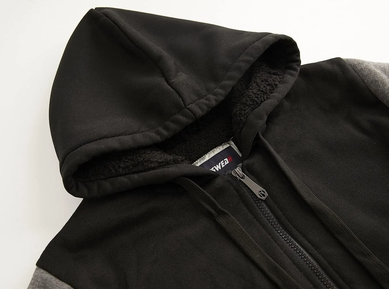 Facitisu Heavyweight Sherpa Lined Fleece Hoodie Sweatshirts for Men Winter Zip Plus Size Jacket