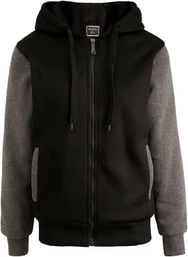 Facitisu Heavyweight Sherpa Lined Fleece Hoodie Sweatshirts for Men Winter Zip Plus Size Jacket