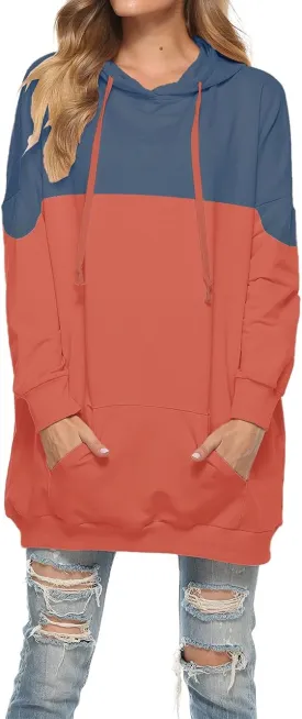 Famulily Womens Oversized Hoodie Extra Long Hooded Tunic Sweatshirt with Pockets