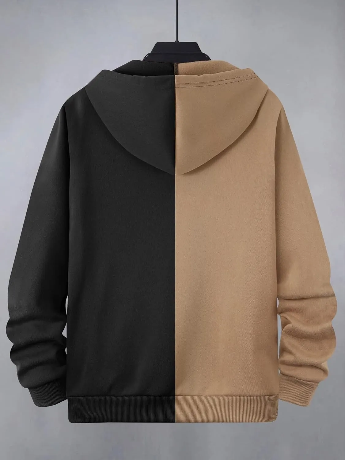 GORGLITTER Men's Color Block Long Sleeve Zip Up Hoodie Cartoon Graphic Drawstring Hooded Sweatshirt Tops
