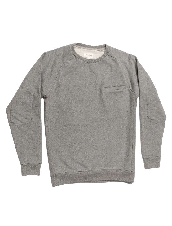 Grey Melange Elbow Patch Crew Neck Sweatshirt