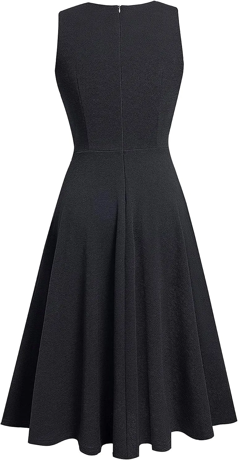 HOMEYEE Women's Cocktail A-Line Embroidery Casual Party Summer Wedding Guest Dress A079