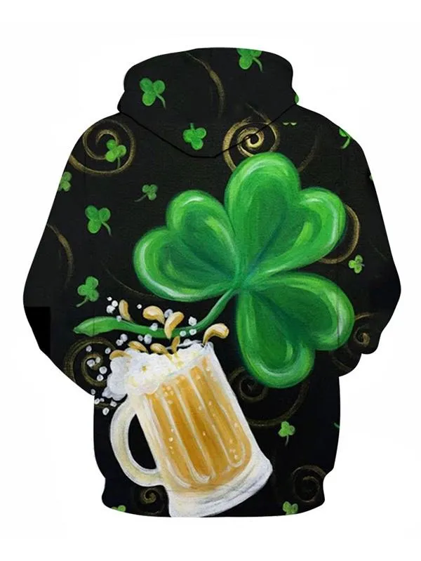Irish Clover Hoodie St. Patrick's Day Shamrock Hooded, Drink Beer Shirt, Let Drink Patrick Day