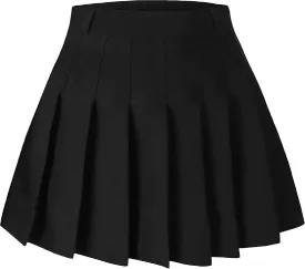 Joe Wenko Girls Women's Pleated Skirt, High Waist School Uniform A-Line Short Skirt