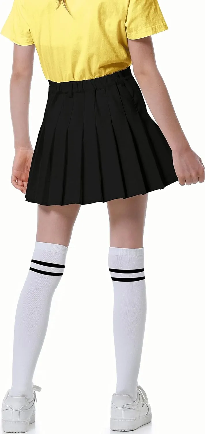 Joe Wenko Girls Women's Pleated Skirt, High Waist School Uniform A-Line Short Skirt