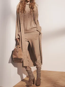Knit Long Cardigan Loose Sweatshirt and Pants Three-piece Suit