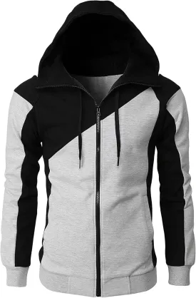 Maiyifu-GJ Men's Fleece Hoodies Full Zip Lightweight Color Block Hoodie Long Sleeve Zip-up Hooded Sweatshirt With Pocket