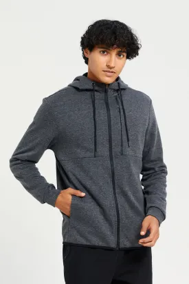 Men Charcoal Zip-through Sweatshirt