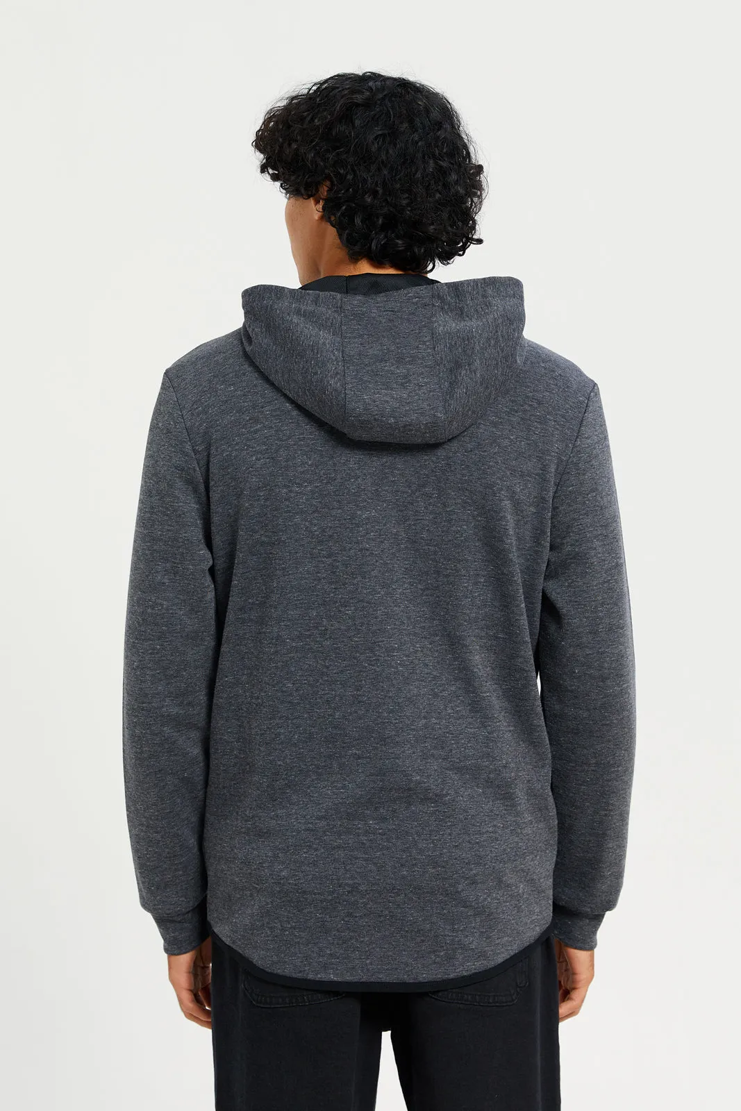 Men Charcoal Zip-through Sweatshirt