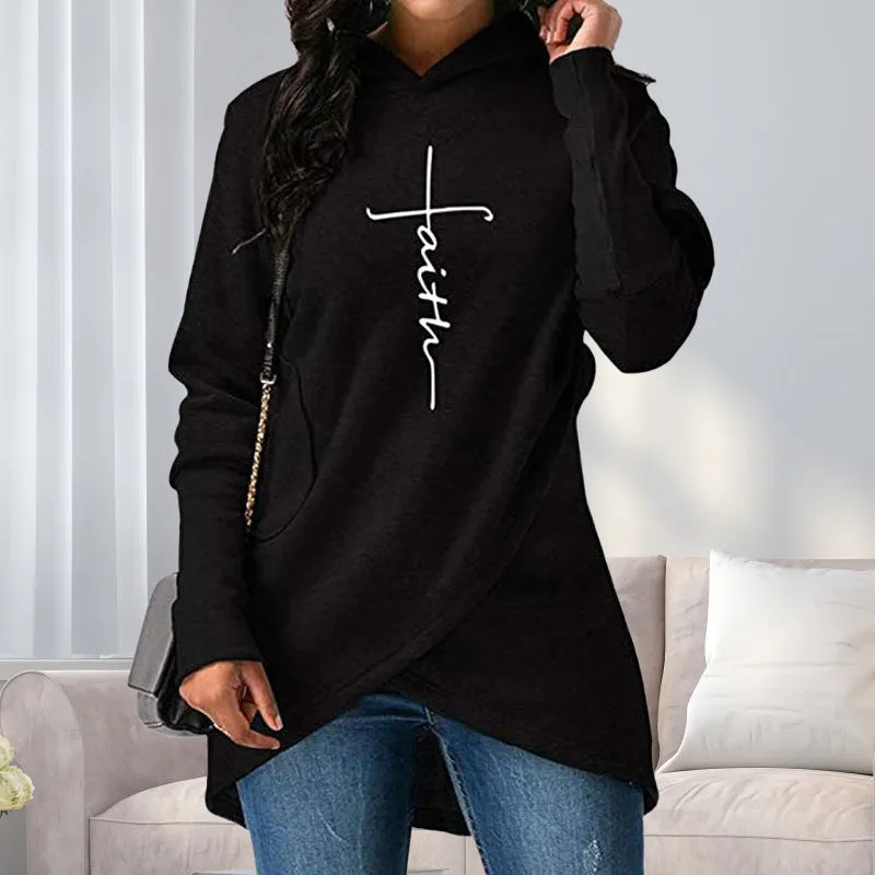Mid-length slim-fit hooded sweatshirt