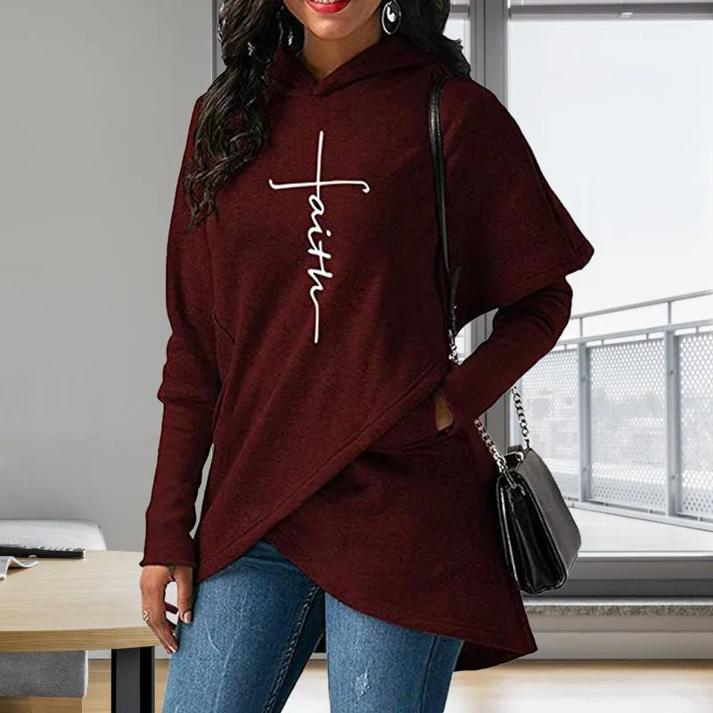 Mid-length slim-fit hooded sweatshirt