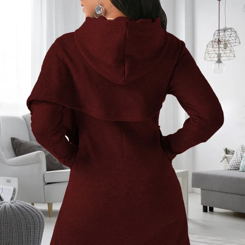 Mid-length slim-fit hooded sweatshirt