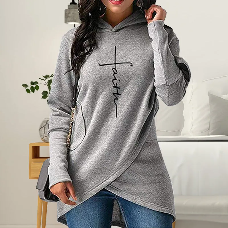 Mid-length slim-fit hooded sweatshirt