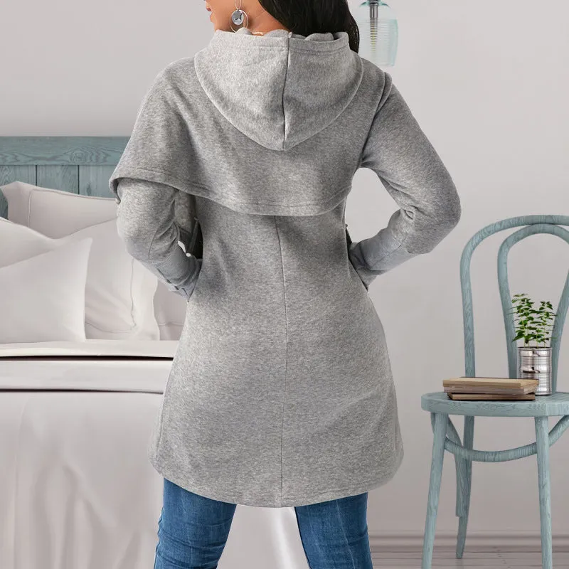 Mid-length slim-fit hooded sweatshirt