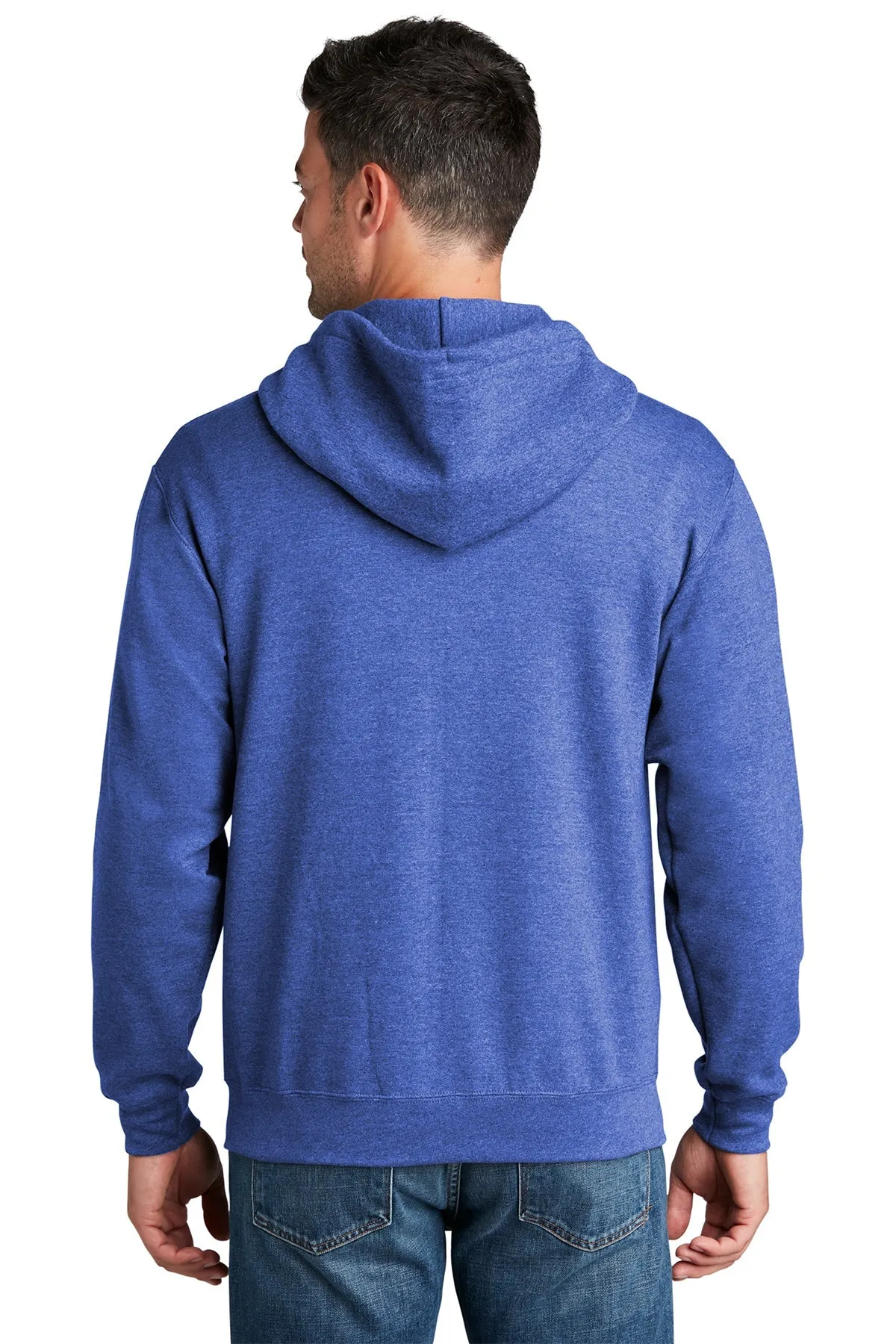 Port & Company Core Fleece Branded Zip Hoodies, Heather Royal