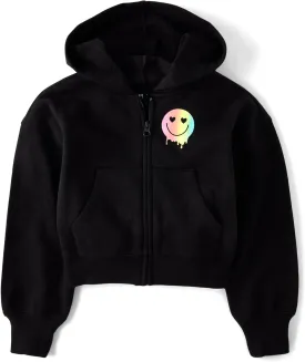 The Children's Place Girls' Long Sleeve Cropped Hooded Zip Up
