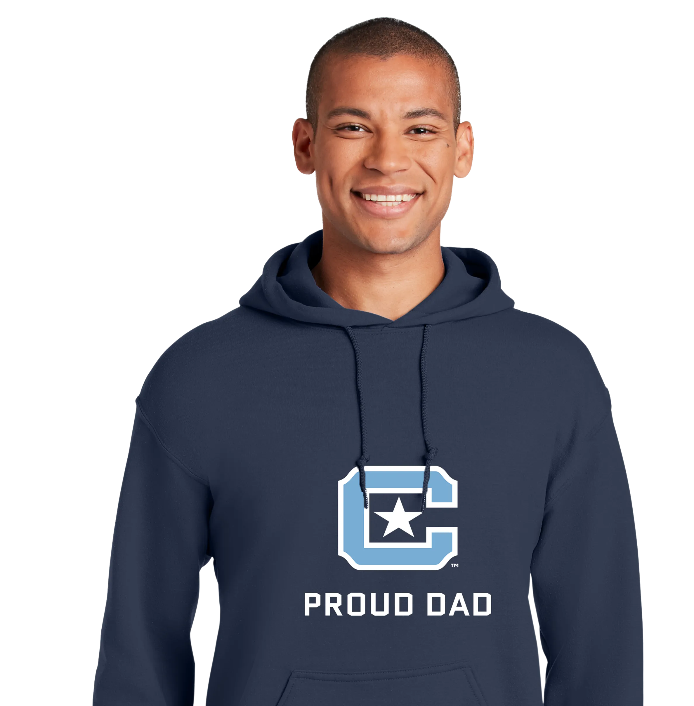 The Citadel Block C Star logo, Proud Dad,  Heavy Blend™ Hooded Sweatshirt