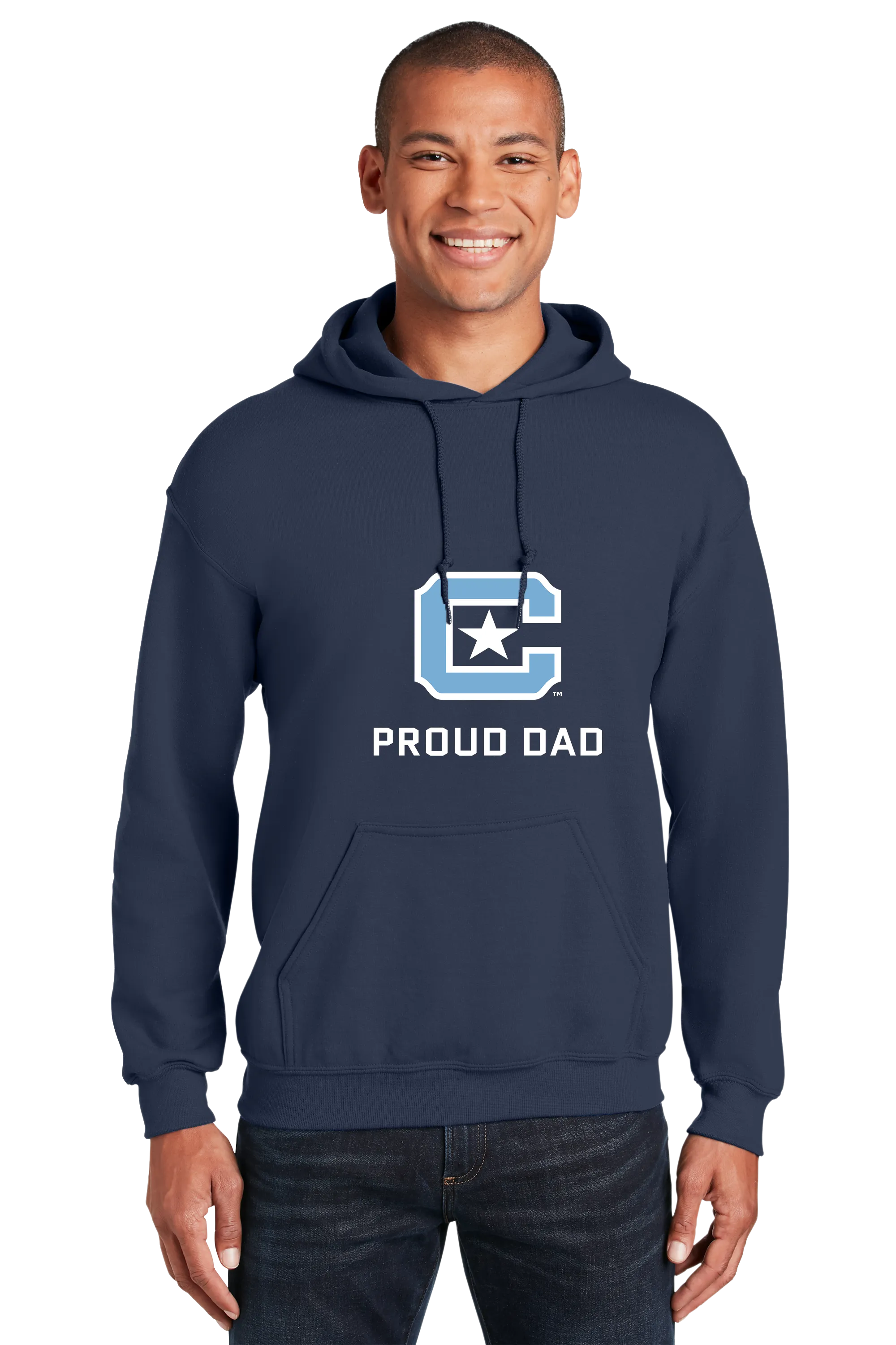 The Citadel Block C Star logo, Proud Dad,  Heavy Blend™ Hooded Sweatshirt