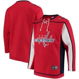 Washington Capitals Fanatics Red Lace Up Fleece Hockey Jersey Sweatshirt