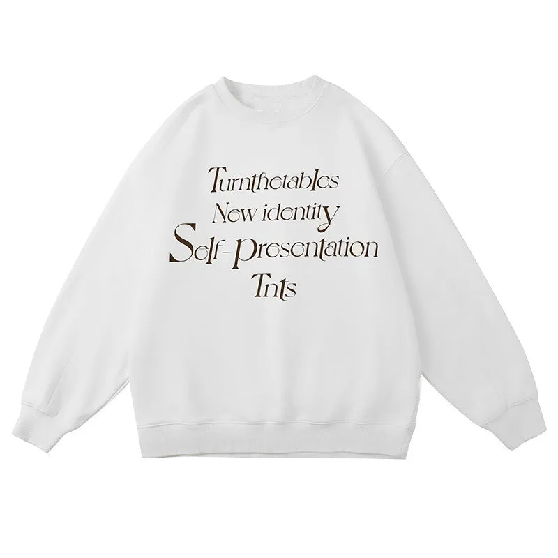 Wenkouban sweatshirt Letter Layout Simple Printed round Neck Chinese Cotton Sweater Loose Top