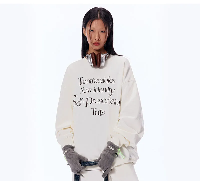 Wenkouban sweatshirt Letter Layout Simple Printed round Neck Chinese Cotton Sweater Loose Top