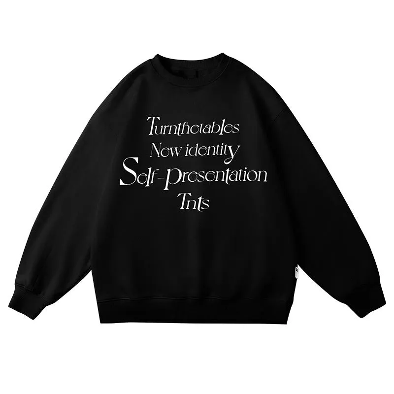 Wenkouban sweatshirt Letter Layout Simple Printed round Neck Chinese Cotton Sweater Loose Top