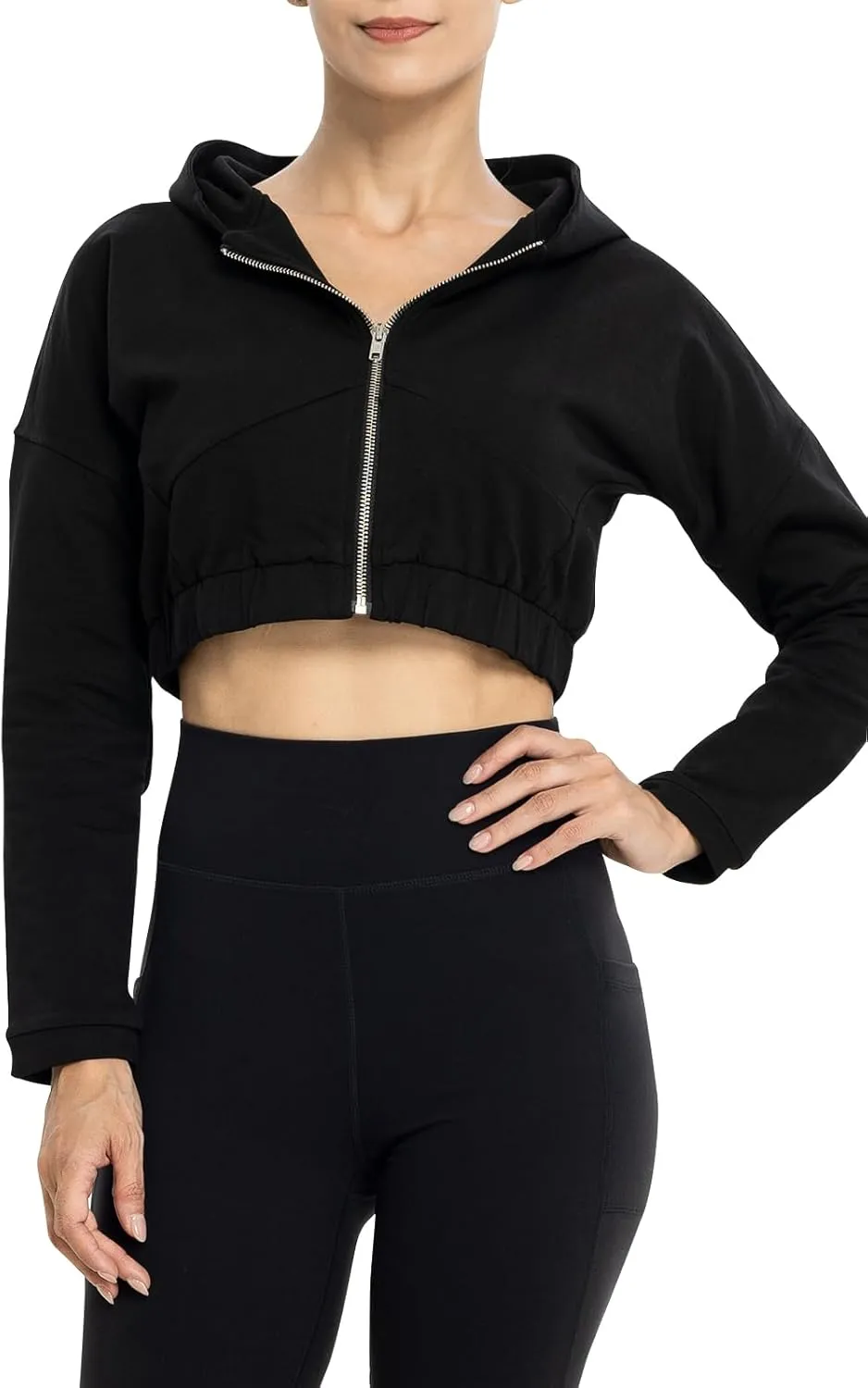 Women Cropped Hoodie Y2K Zip Up Hooded Sweatshirt Long Sleeve Crop Jacket Fall