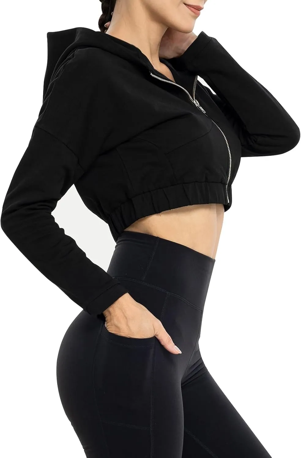Women Cropped Hoodie Y2K Zip Up Hooded Sweatshirt Long Sleeve Crop Jacket Fall