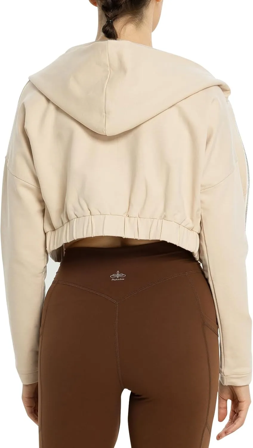 Women Cropped Hoodie Y2K Zip Up Hooded Sweatshirt Long Sleeve Crop Jacket Fall